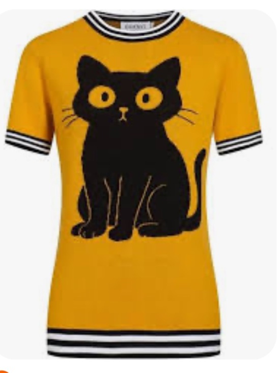 OXKnit Tops - OXKNIT Knit T-Shirts Retro Cat Pattern Short Sleeve